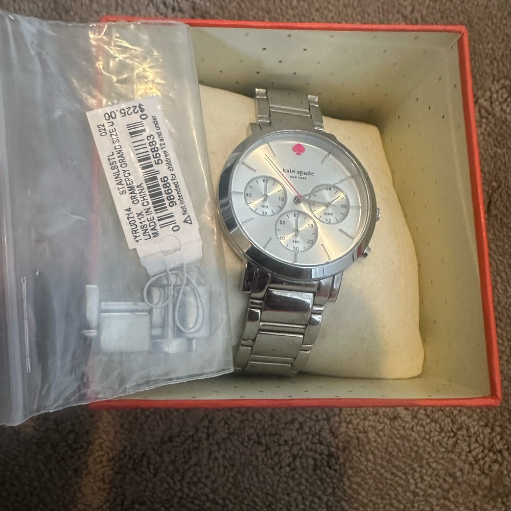 Kate Spade Metallic Silver Chronograph Watch